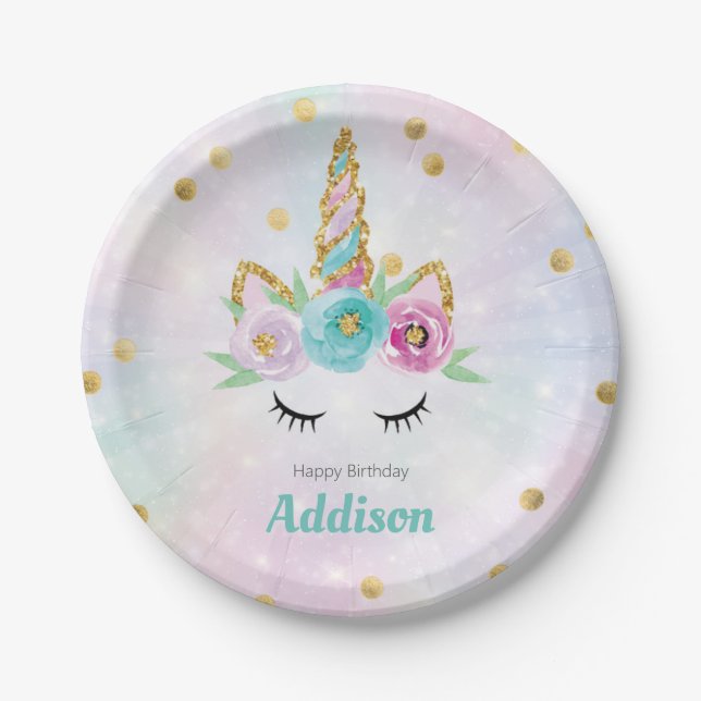Unicorn birthday plates (Front)