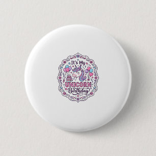 Unicorn Birthday Queen of Unicorn Land Trendy Grap 6 Cm Round Badge