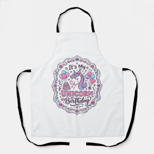 Unicorn Birthday Queen of Unicorn Land Trendy Grap Apron