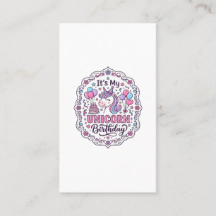 Unicorn Birthday Queen of Unicorn Land Trendy Grap Business Card