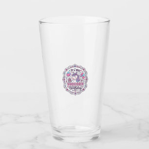 Unicorn Birthday Queen of Unicorn Land Trendy Grap Glass