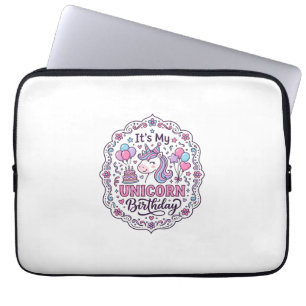 Unicorn Birthday Queen of Unicorn Land Trendy Grap Laptop Sleeve