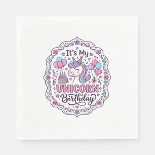 Unicorn Birthday Queen of Unicorn Land Trendy Grap Napkin