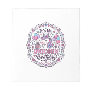 Unicorn Birthday Queen of Unicorn Land Trendy Grap Notepad