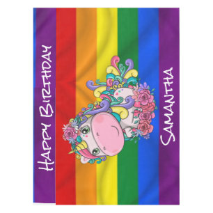 Unicorn Birthday Rainbow Tablecloth