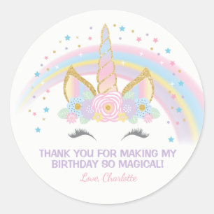 Unicorn Birthday Star Favour Stickers