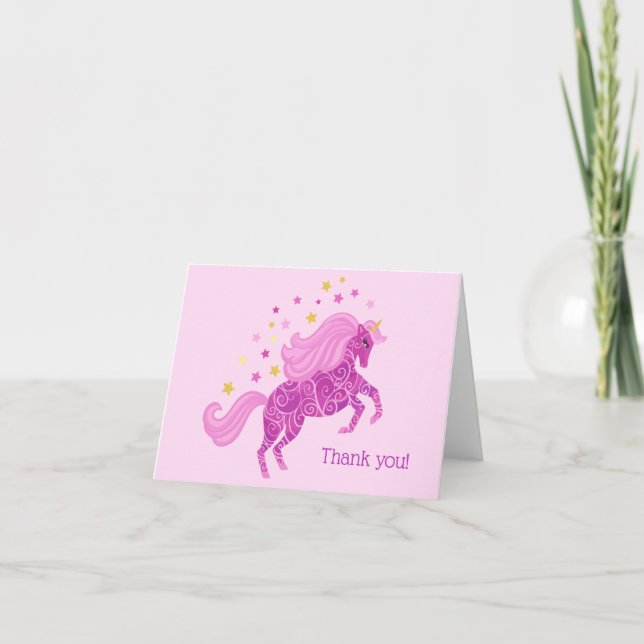Unicorn Birthday Thank You Card (Front)