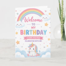 Unicorn Birthday Thank You Card Printable