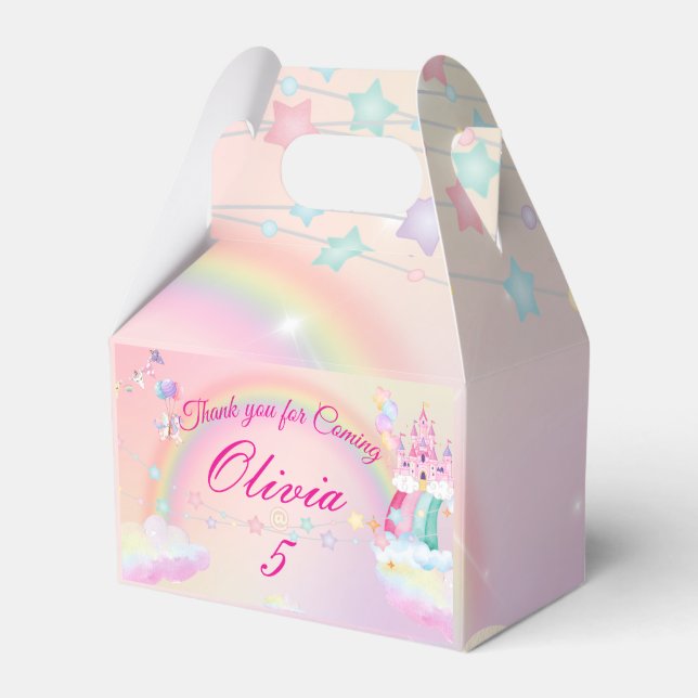 Unicorn birthday them Favour Box (Front Side)