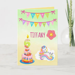 Unicorn Birthday Theme 6 years old Card