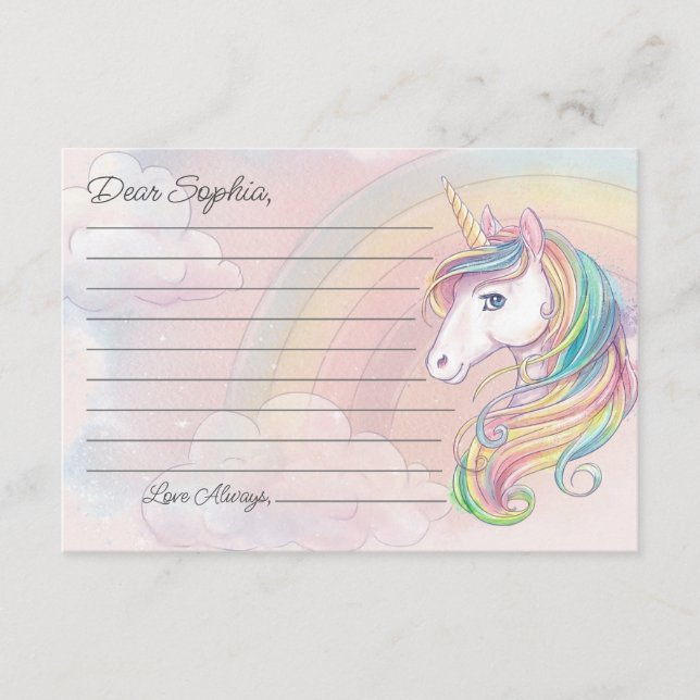 Unicorn Birthday time capsule card (Front)