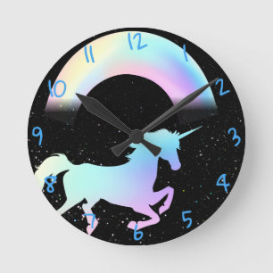 Unicorn Black Round Clock