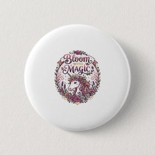 Unicorn Bloom with Magic POD Ready White Backgroun 6 Cm Round Badge