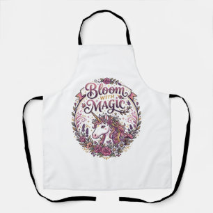 Unicorn Bloom with Magic POD Ready White Backgroun Apron