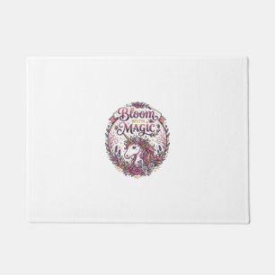 Unicorn Bloom with Magic POD Ready White Backgroun Doormat