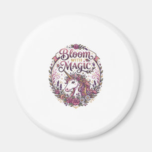 Unicorn Bloom with Magic POD Ready White Backgroun Magnet