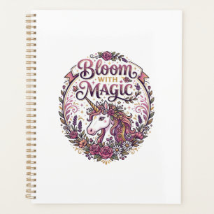 Unicorn Bloom with Magic POD Ready White Backgroun Planner