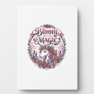 Unicorn Bloom with Magic POD Ready White Backgroun Plaque