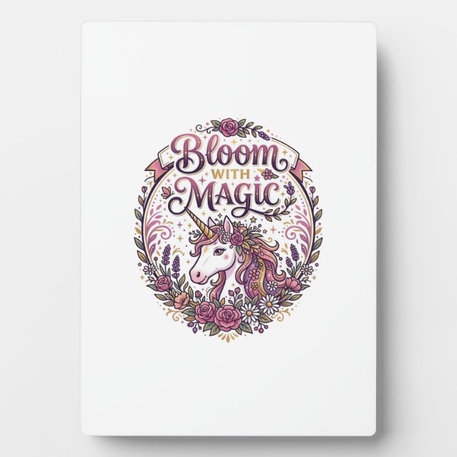 Unicorn Bloom with Magic POD Ready White Backgroun Plaque (Front)