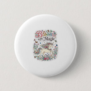 Unicorn Bloom with Magic Premium Vector Typography 6 Cm Round Badge