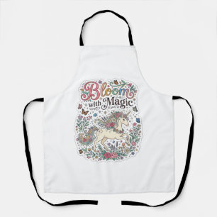 Unicorn Bloom with Magic Premium Vector Typography Apron