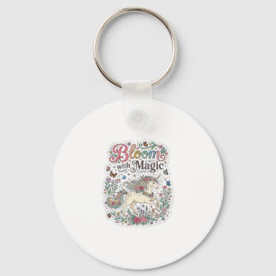Unicorn Bloom with Magic Premium Vector Typography Key Ring