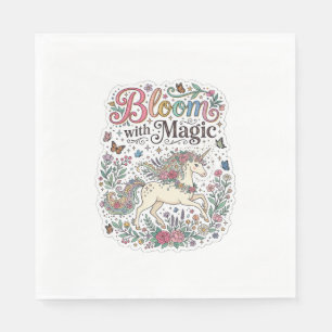 Unicorn Bloom with Magic Premium Vector Typography Napkin