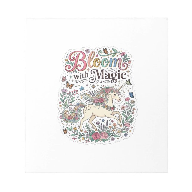 Unicorn Bloom with Magic Premium Vector Typography Notepad (Front)