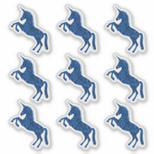 Unicorn Blue Glitter Effect Stickers