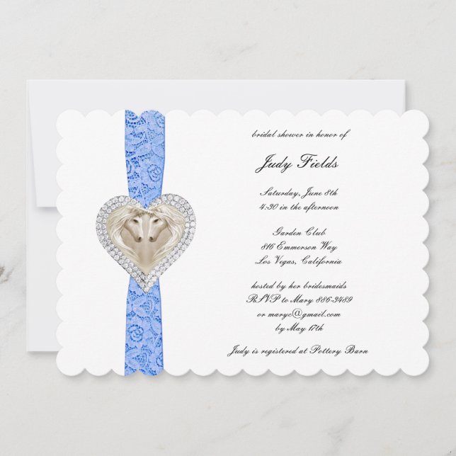 Unicorn Blue Lace Bridal Shower Invitation (Front)