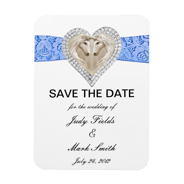 Unicorn Blue Lace Save The Date Magnet (Vertical)