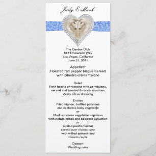 Unicorn Blue Lace Wedding Menu Card