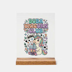 Unicorn Boba Unicorn Club Kawaii Typography Design Acrylic Sign