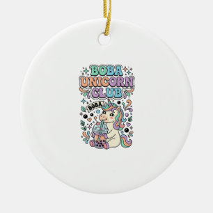 Unicorn Boba Unicorn Club Kawaii Typography Design Ceramic Tree Decoration