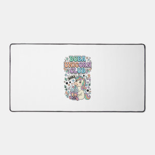 Unicorn Boba Unicorn Club Kawaii Typography Design Desk Mat