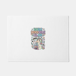 Unicorn Boba Unicorn Club Kawaii Typography Design Doormat
