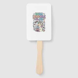 Unicorn Boba Unicorn Club Kawaii Typography Design Hand Fan