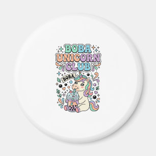 Unicorn Boba Unicorn Club Kawaii Typography Design Magnet