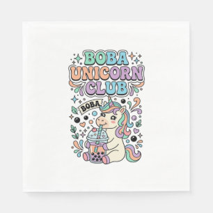 Unicorn Boba Unicorn Club Kawaii Typography Design Napkin