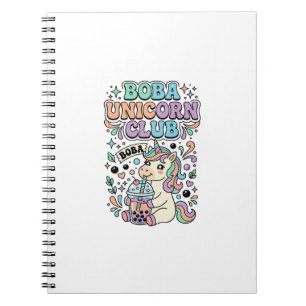 Unicorn Boba Unicorn Club Kawaii Typography Design Notebook