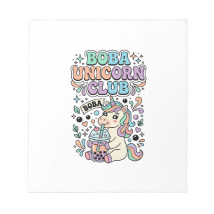 Unicorn Boba Unicorn Club Kawaii Typography Design Notepad