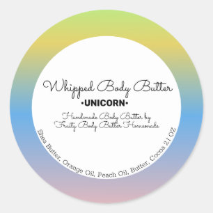 Unicorn Body Butter Bath Branding Packaging Classic Round Sticker