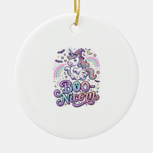 Unicorn Boo-nicorn Premium Vector Vector Design_1 Ceramic Tree Decoration