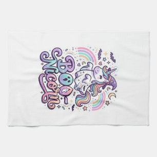 Unicorn Boo-nicorn Premium Vector Vector Design_1 Tea Towel