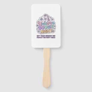 Unicorn Boogie Night Bold Typography Graphic Tee D Hand Fan