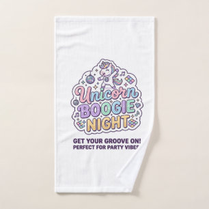 Unicorn Boogie Night Bold Typography Graphic Tee D Hand Towel