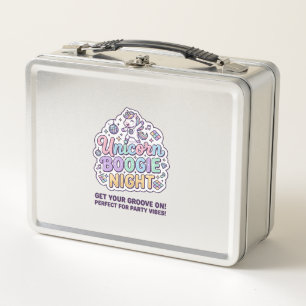 Unicorn Boogie Night Bold Typography Graphic Tee D Metal Lunch Box