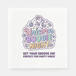 Unicorn Boogie Night Bold Typography Graphic Tee D Napkin