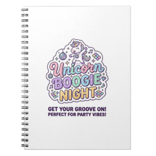 Unicorn Boogie Night Bold Typography Graphic Tee D Notebook