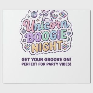 Unicorn Boogie Night Bold Typography Graphic Tee D Wrapping Paper